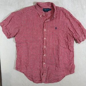 Polo Ralph Lauren Size XL 100% Linen Red Checkered Men's Shirt